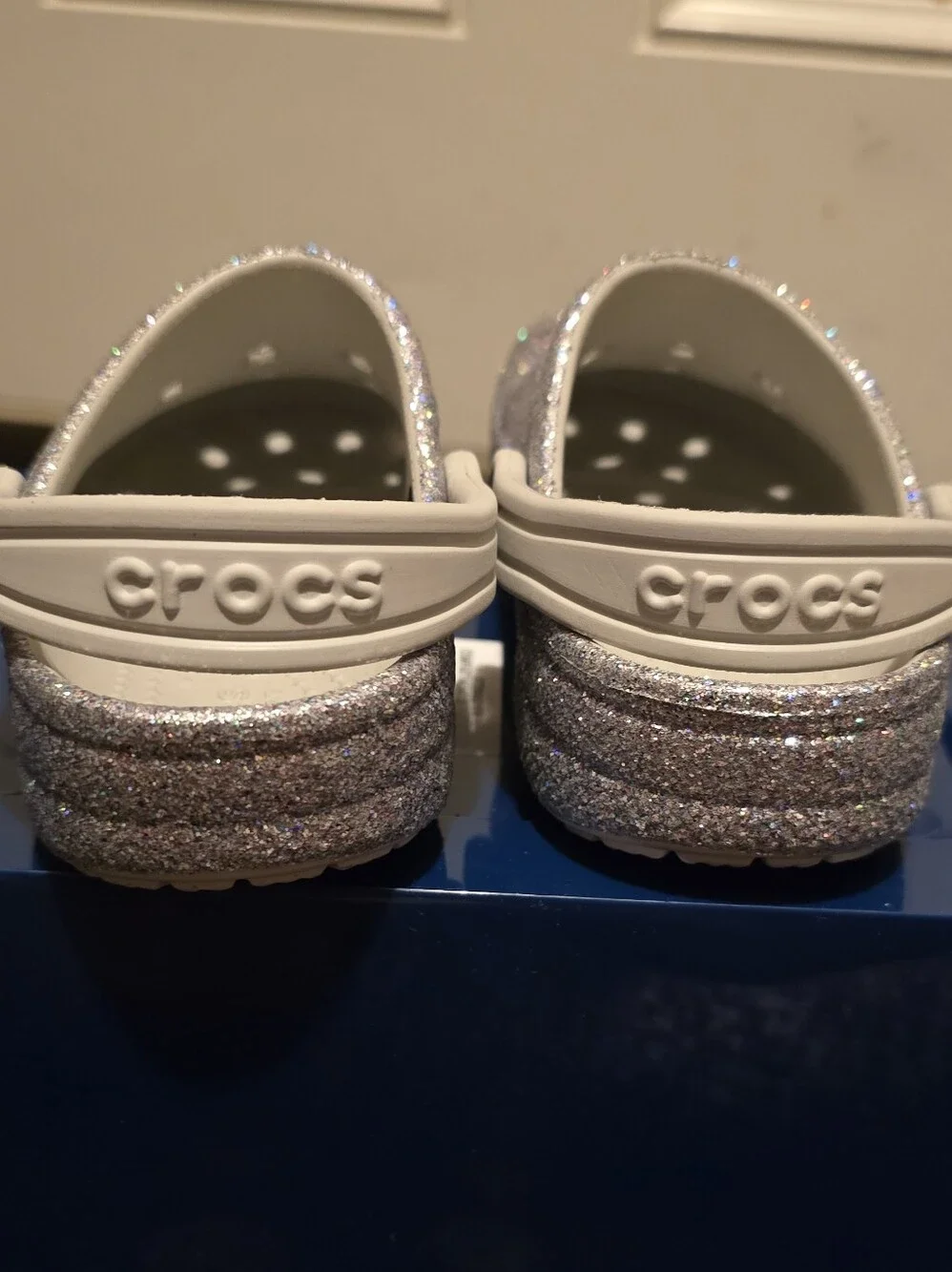 Crocs Kids Glitter Slip-On Clog - Silver